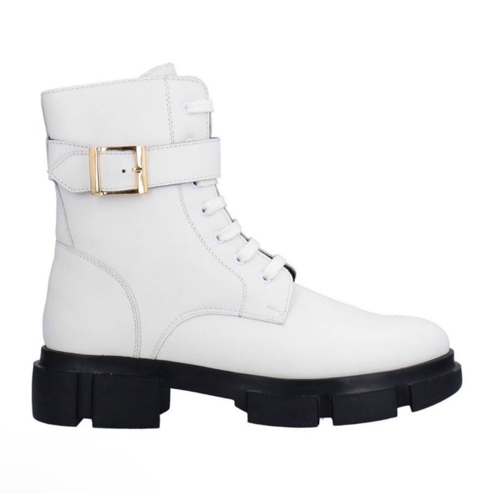New! NORA BARTH Italy Leather Platform Combat Moto Boots